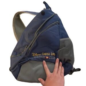 Disney Cruise Line Castaway Club Single Sling Shoulder Bag Blue/Gray Embroidered